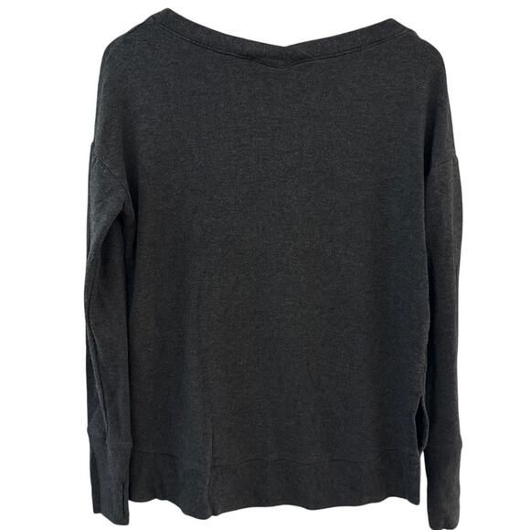 Athleta Coaster Luxe V-Neck Sweatshirt Darkest Gray Size Small - Picture 6 of 12